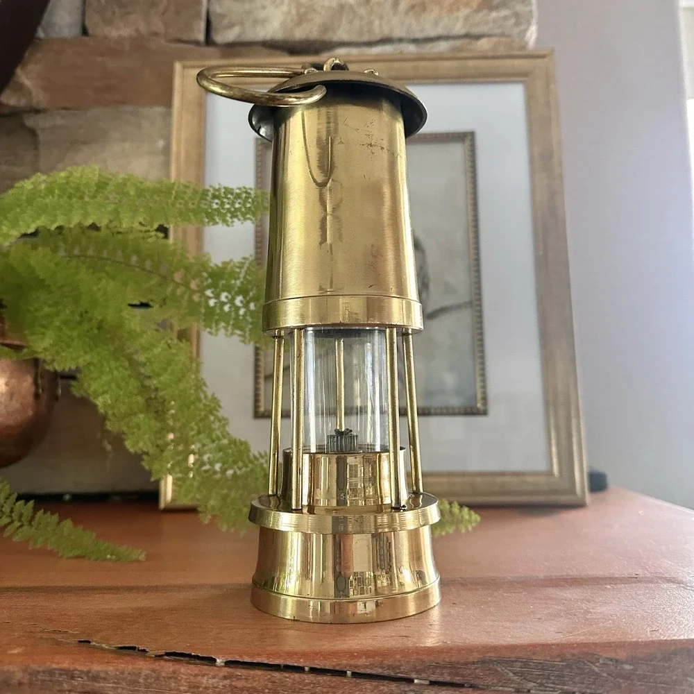 Vintage Brass Miner Style Oil Lantern Hanging Lamp Made in India 8